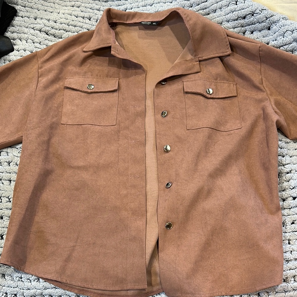 SHEIN Brown Button Down Shirt